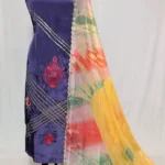Blueish Purple Full Suit With Tabbi Silk Tie Dye Dupatta-1390