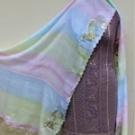 Purplish Greay Full Suit With Chinon Chiffon Dupatta