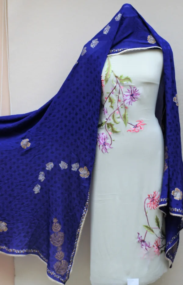 Light Gray Full Suit With Chinon Chiffon Dupatta