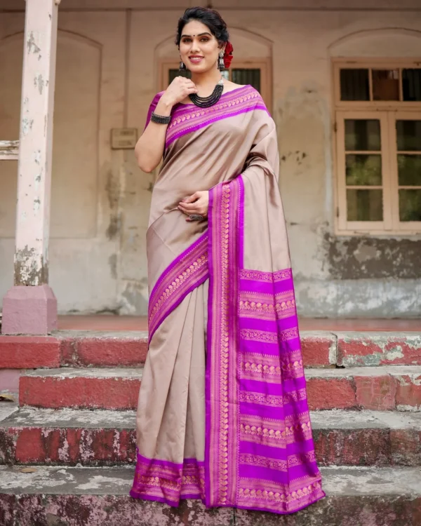 Pure Banarasi Silk Saree Weaved With Zari Comes With Heavy Banarasi Brocade Blouse