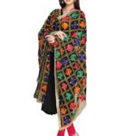 Black Phulkari Embroidery Chiffon