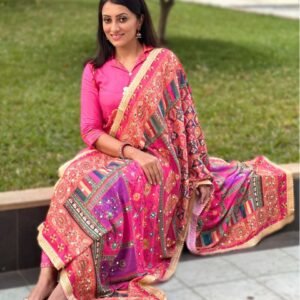 Multicolour Digitally Printed Pakistani Mirror Work Dupatta