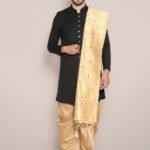 Men's Beige Banarasi Silk Dupatta