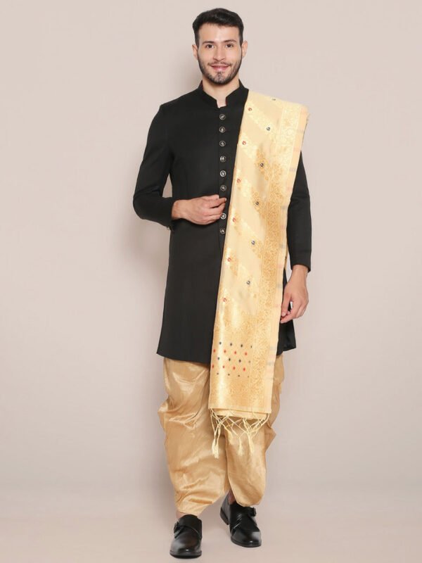 Men's Beige Banarasi Silk Dupatta