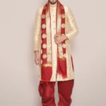Men's Red Banarasi Silk Dupatta