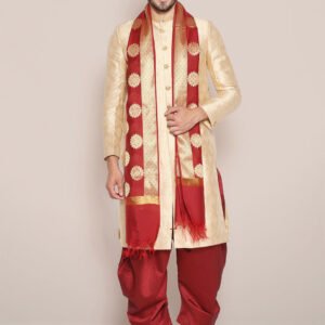 Men's Red Banarasi Silk Dupatta