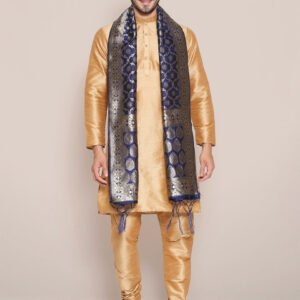 Men's Navy Blue Banarasi Silk Stole