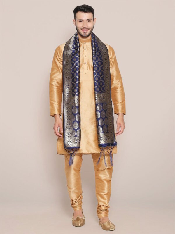 Men's Navy Blue Banarasi Silk Stole