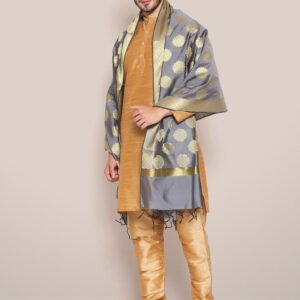 Men's Grey Banarasi Silk Dupatta