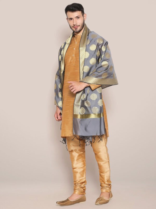 Men's Grey Banarasi Silk Dupatta