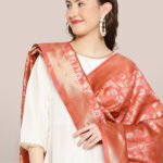 Banarasi Silk Dupatta with Floral Jaal Weaving