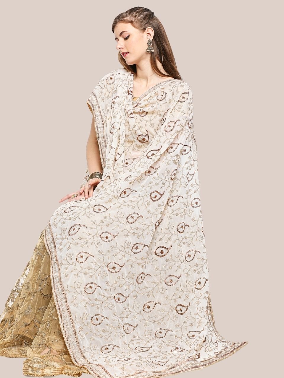 Paisley Embroidered Georgette Dupatta