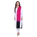 Dupatta Bazaar Women's Pink and Black Chiffon Dupatta.