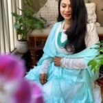 Light Blue Linen Dupatta with Organza Border and Tassels