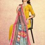 Digitally Printed Multicoloured Pakistani Chinnon Dupatta with Mirror Work