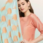 Chiffon Dupatta with Tree Embroidery in Peach